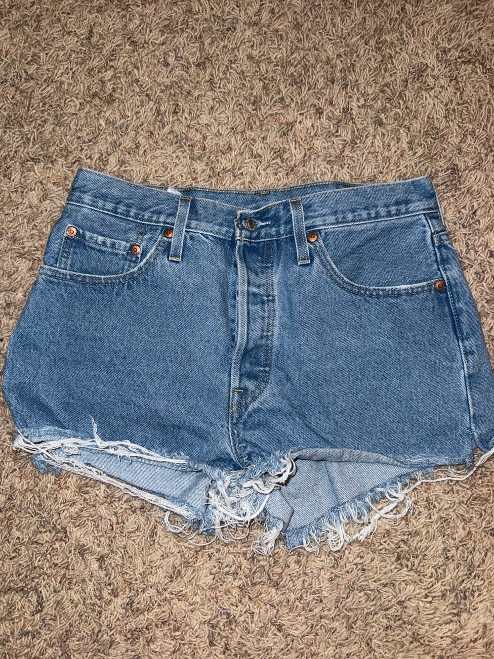 Levi's High-Waist Distressed Blue Denim Cutoff Shorts